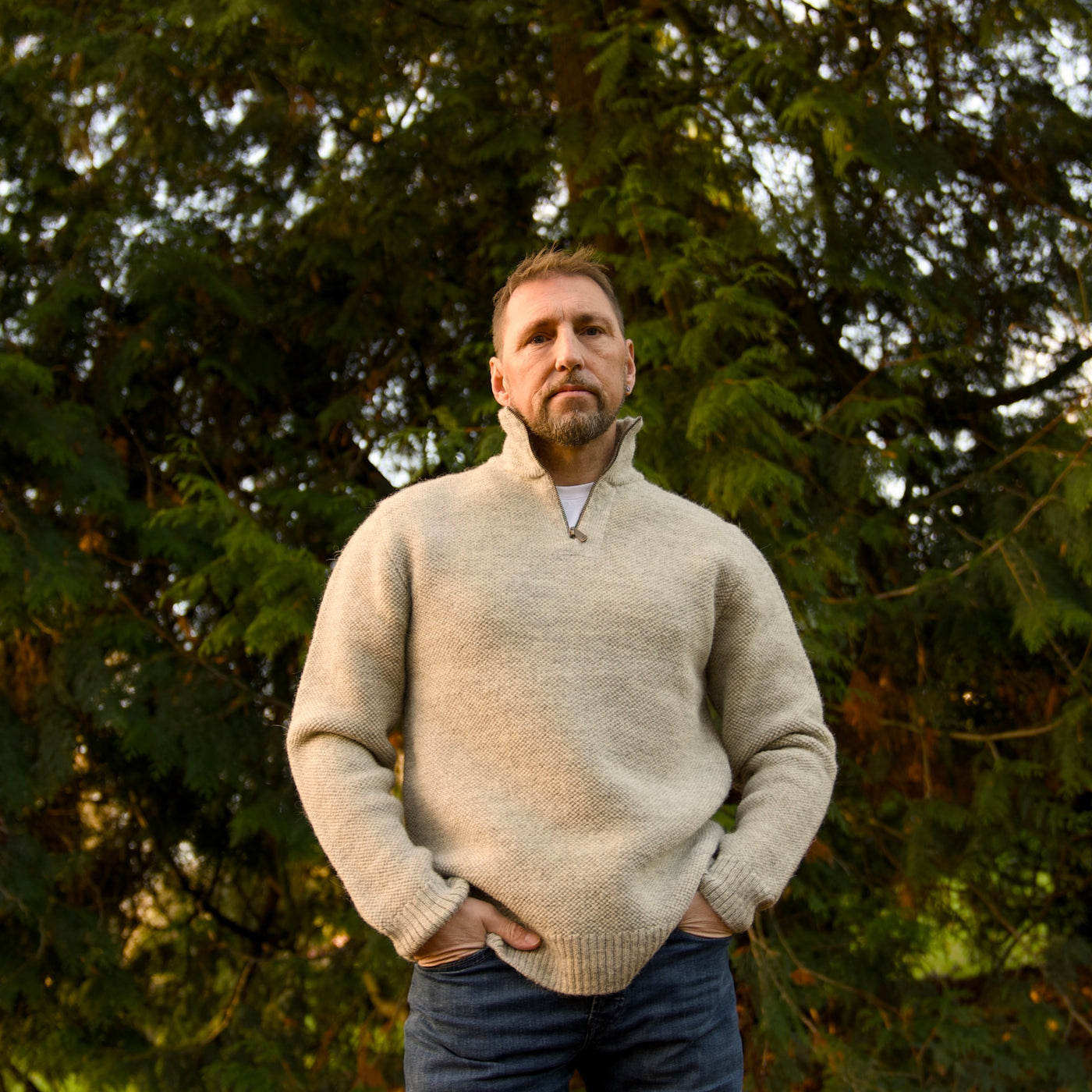 British Wool Quarter Zip - Brunel - Light Grey