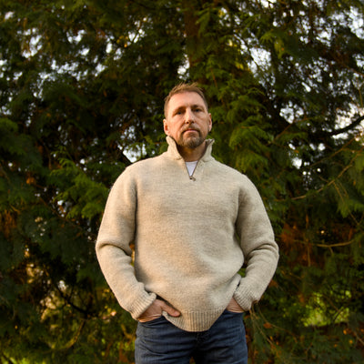 British Wool Quarter Zip - Brunel - Light Grey