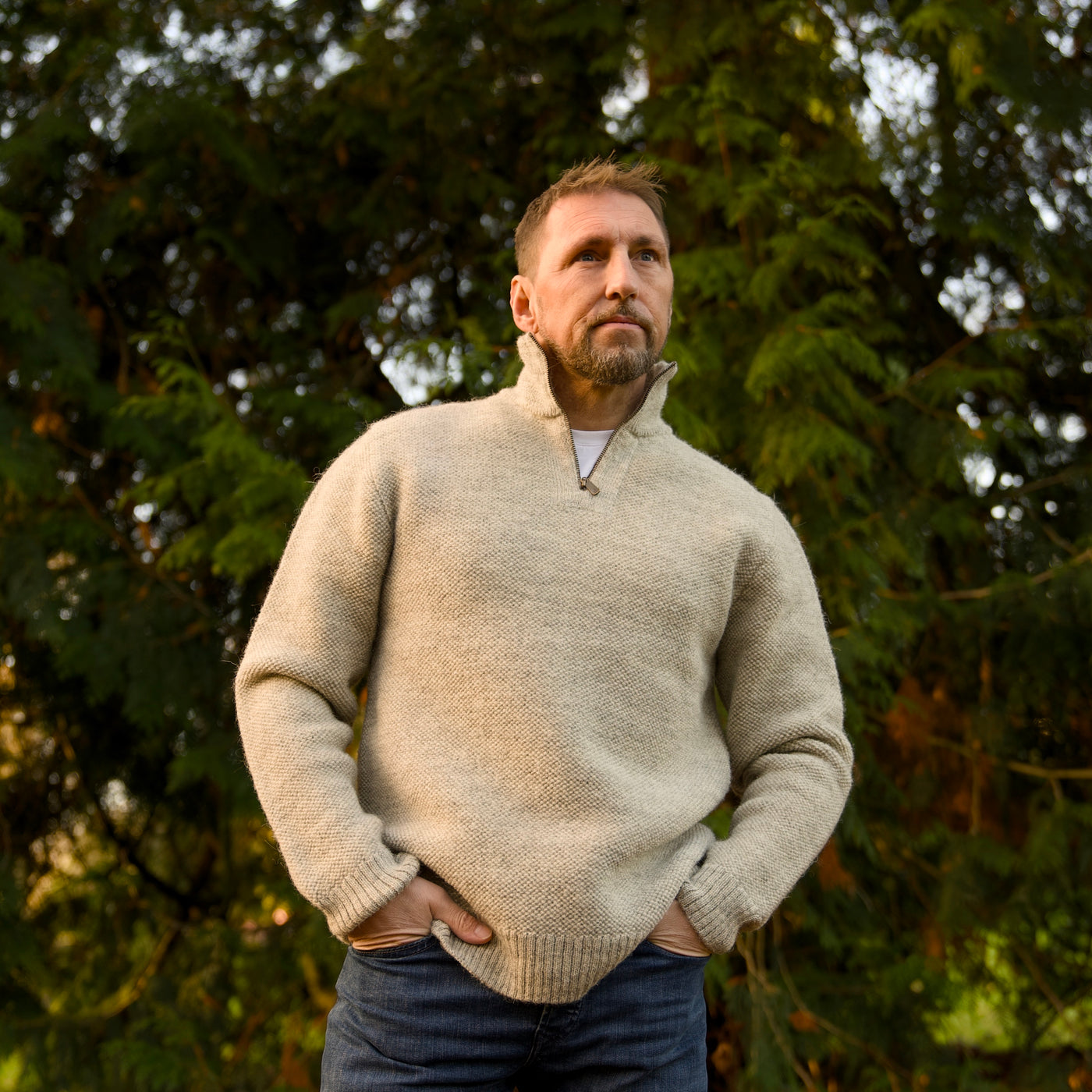 British Wool Quarter Zip - Brunel - Light Grey