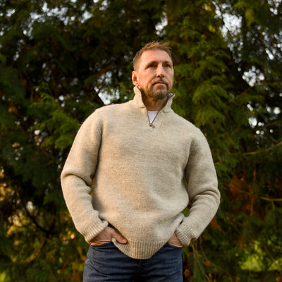 British Wool Quarter Zip - Brunel - Light Grey