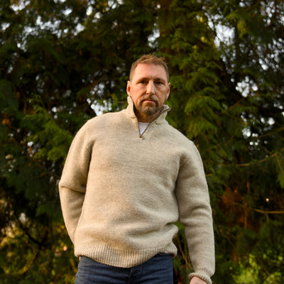 British Wool Quarter Zip - Brunel - Light Grey