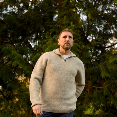 British Wool Quarter Zip - Brunel - Light Grey