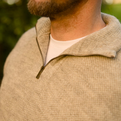 British Wool Quarter Zip - Brunel - Light Grey