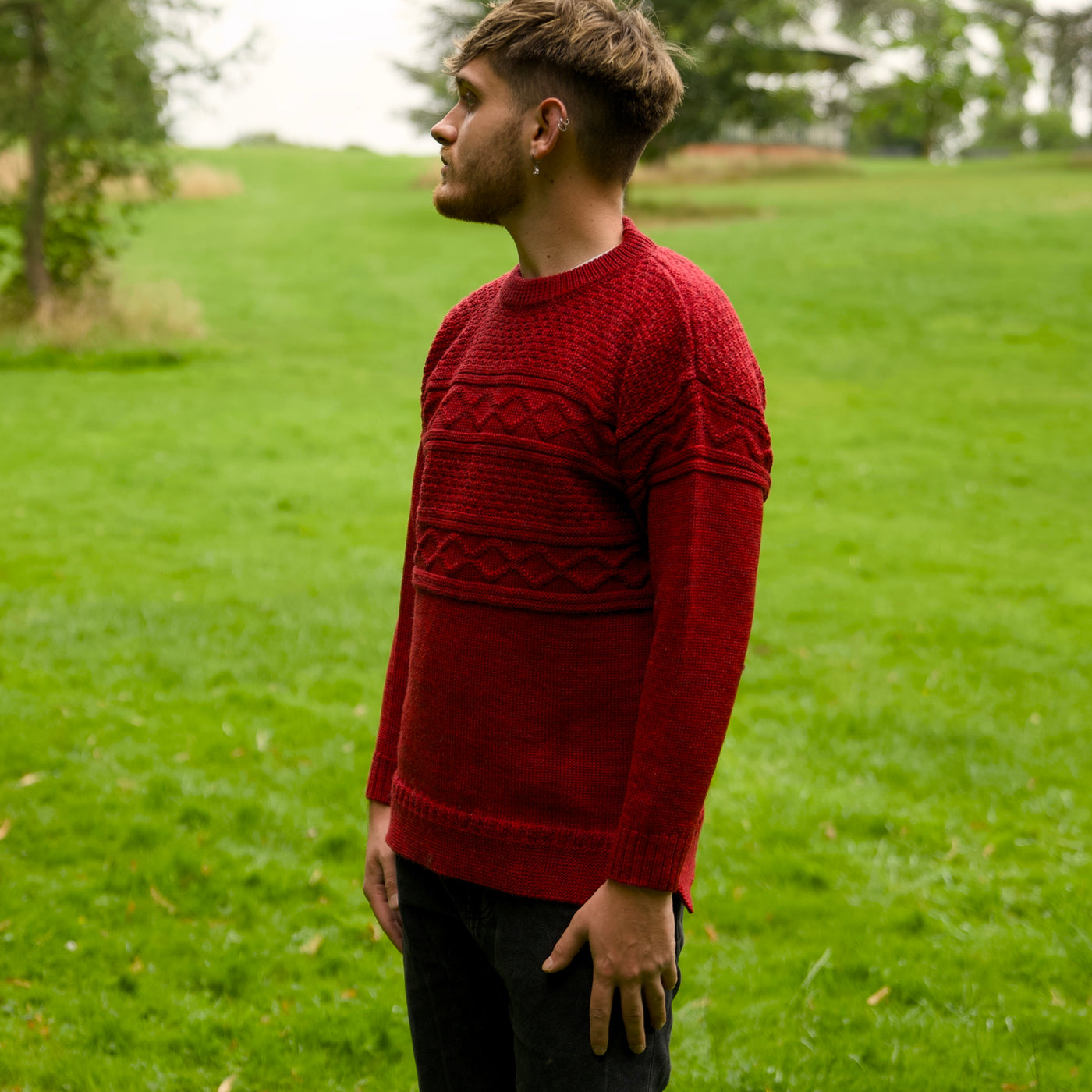 British Wool Guernsey Jumper - Bordeaux