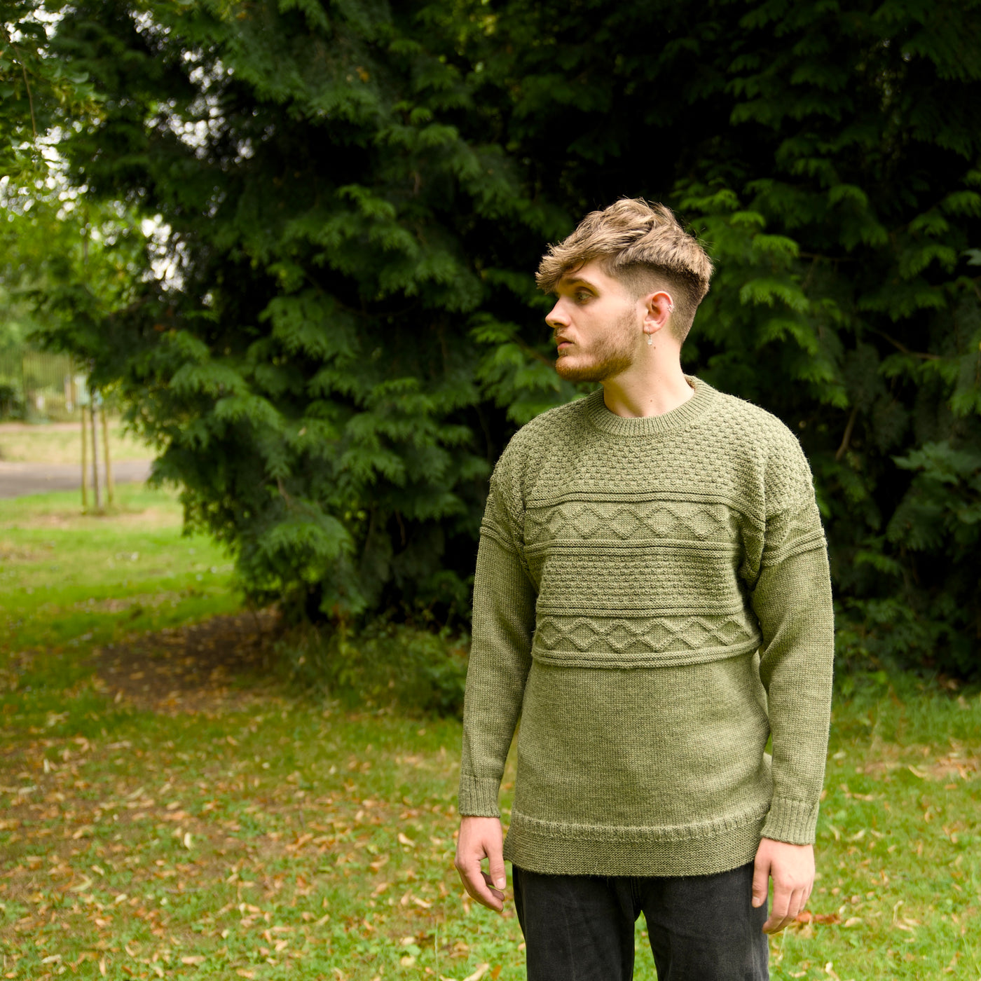 British Wool Guernsey Jumper - Dark Apple