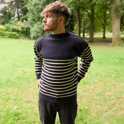 British Wool - Bretton Stripe Guernsey - Navy