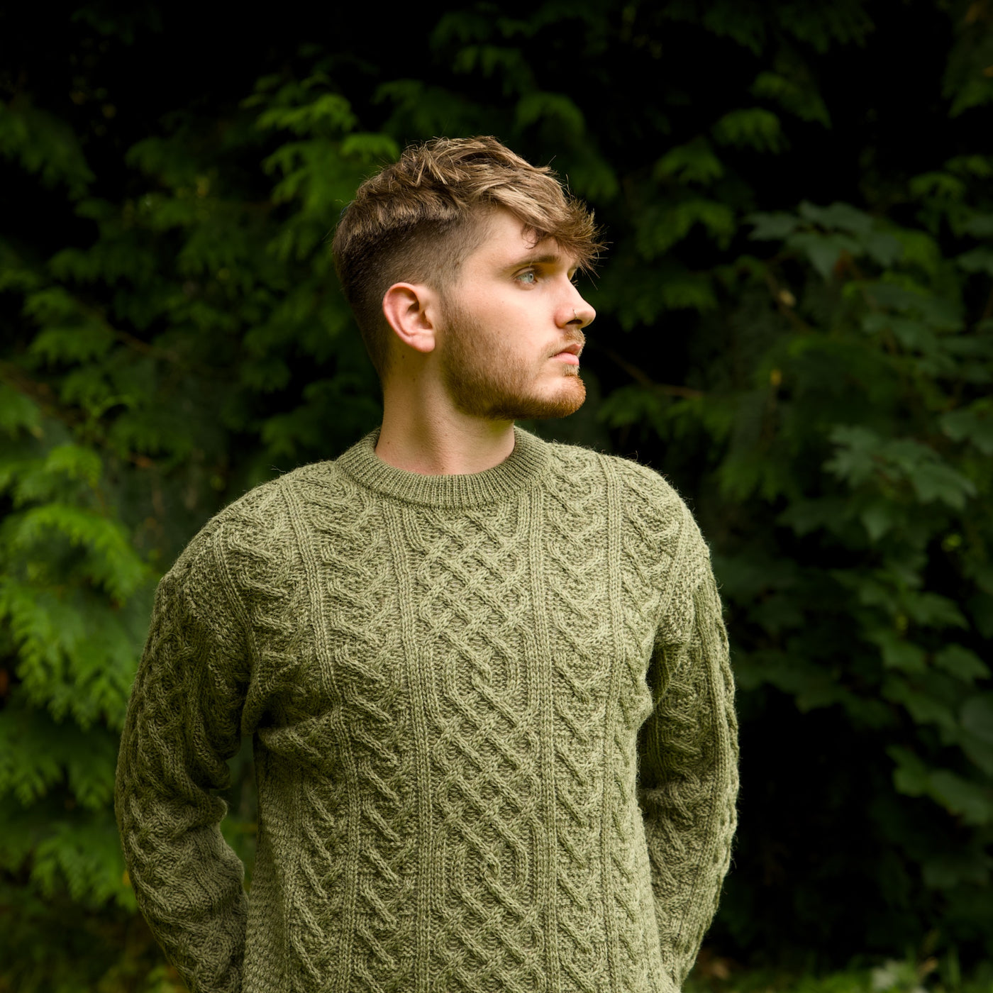 British Wool Aran Cable Jumper - Dark Apple