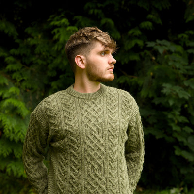 British Wool Aran Cable Jumper - Dark Apple