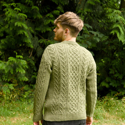 British Wool Aran Cable Jumper - Dark Apple