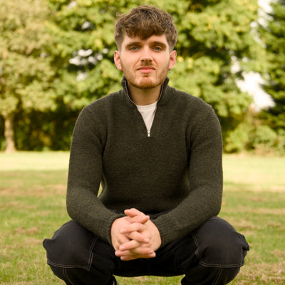 British Wool Quarter Zip - Brunel - Moss