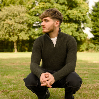 British Wool Quarter Zip - Brunel - Moss