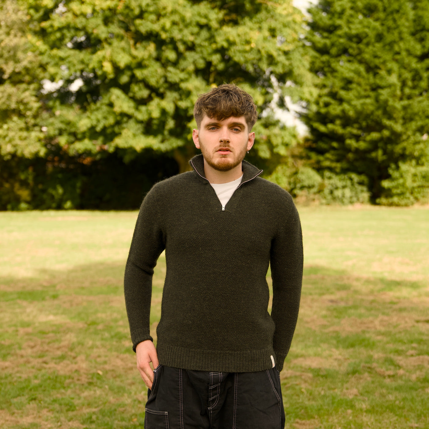 British Wool Quarter Zip - Brunel - Moss