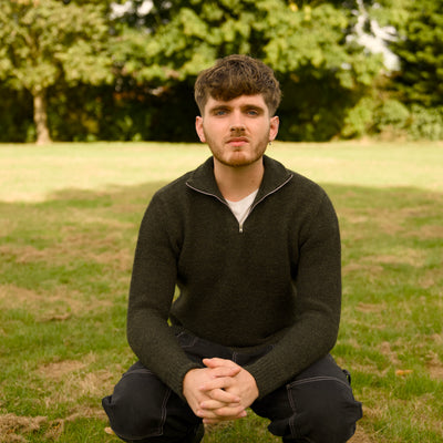 British Wool Quarter Zip - Brunel - Moss