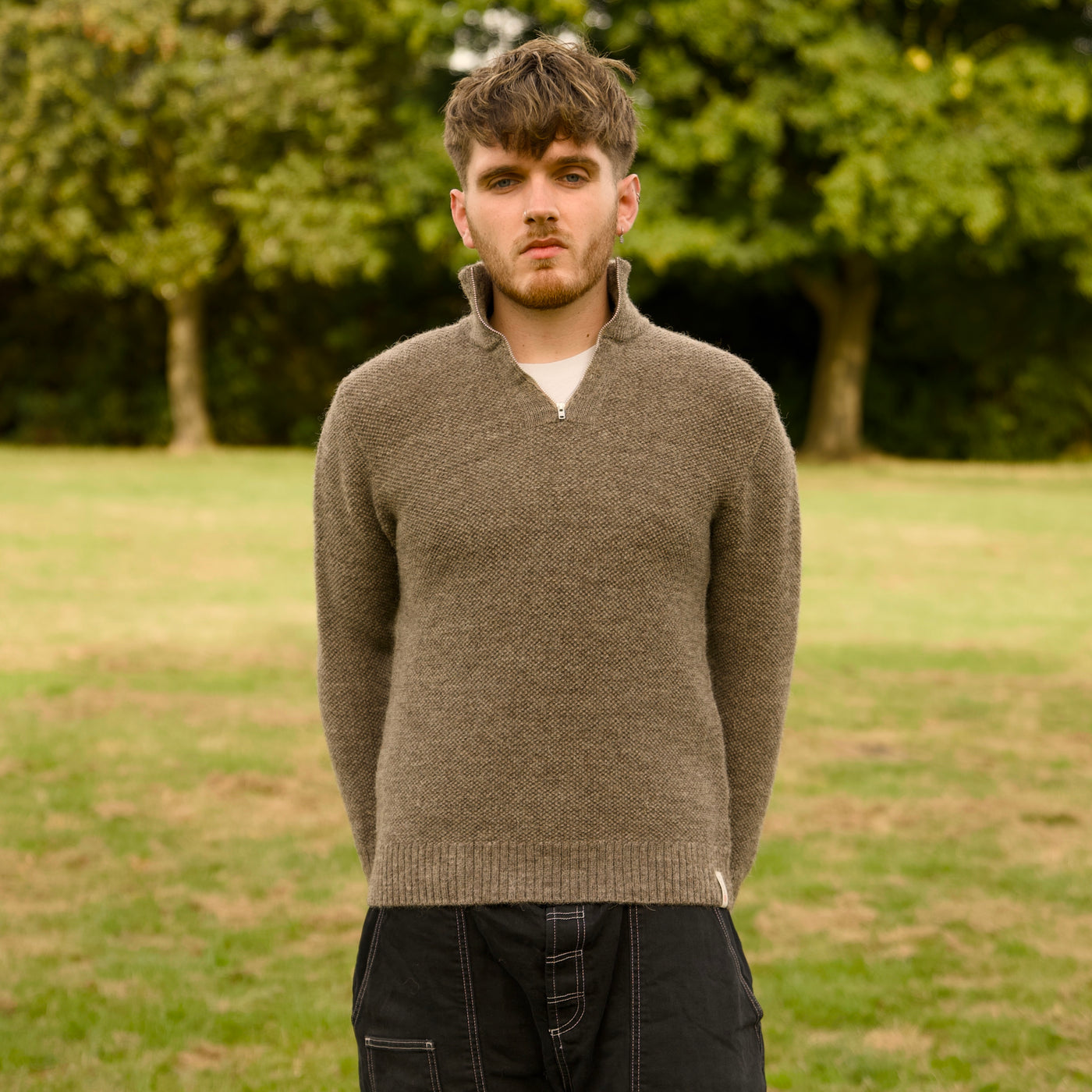 British Wool Quarter Zip - Brunel - Mid Grey