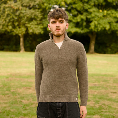 British Wool Quarter Zip - Brunel - Mid Grey