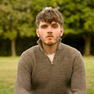 British Wool Quarter Zip - Brunel - Mid Grey