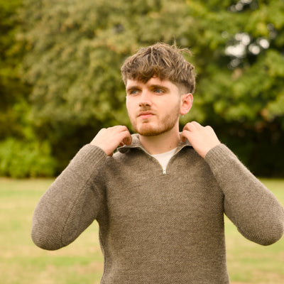 British Wool Quarter Zip - Brunel - Mid Grey