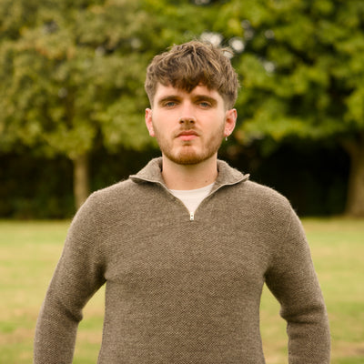 British Wool Quarter Zip - Brunel - Mid Grey