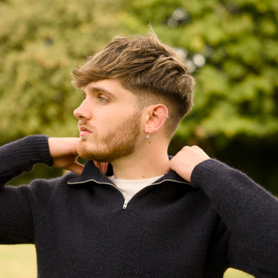 British Wool Quarter Zip - Brunel - Navy