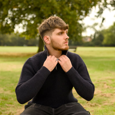 British Wool Quarter Zip - Brunel - Navy