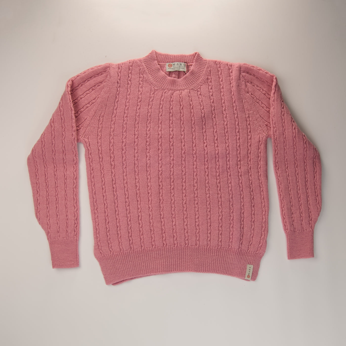 Merino Wool Cable Crew Jumper - Rosa