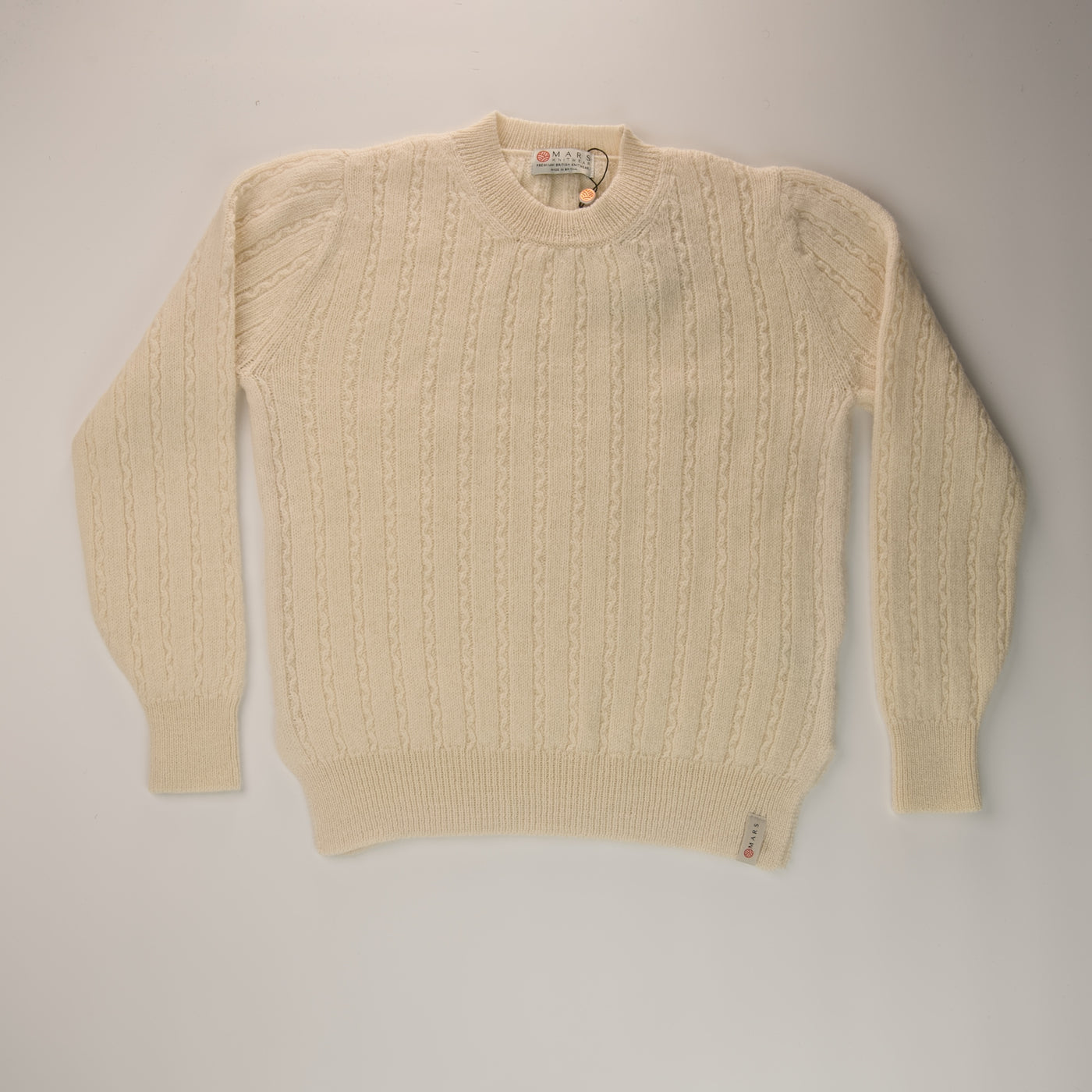 Merino Wool Cable Crew Jumper - Blanco