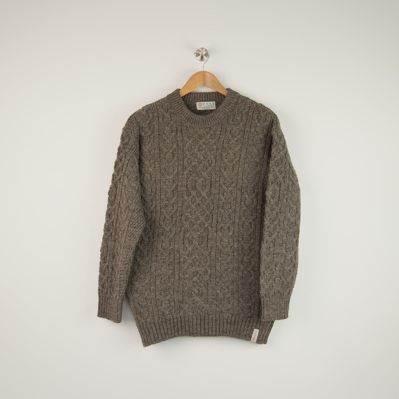 British Wool Aran Cable Jumper - Mid Grey