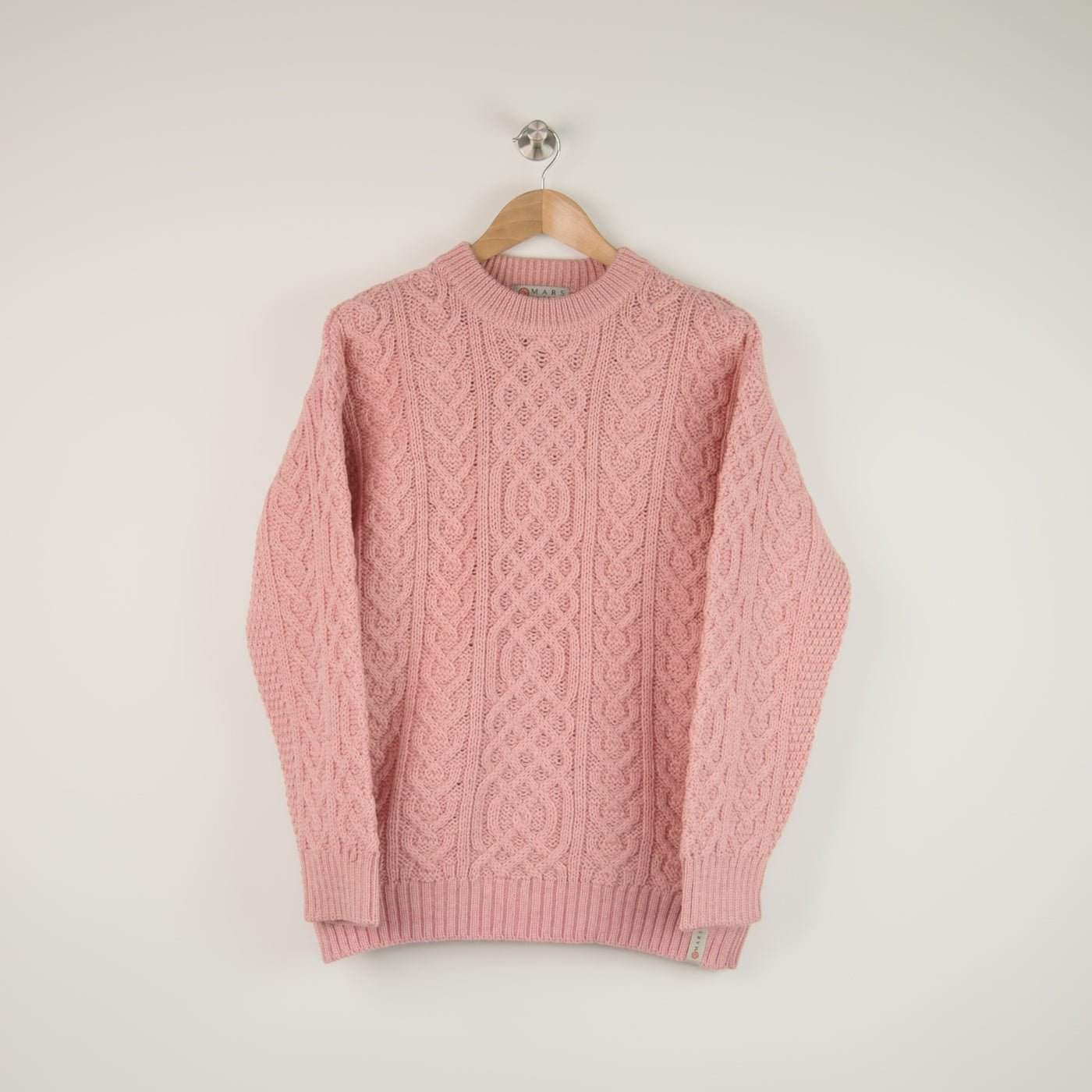 British Wool Aran Cable Jumper - Rose Mix