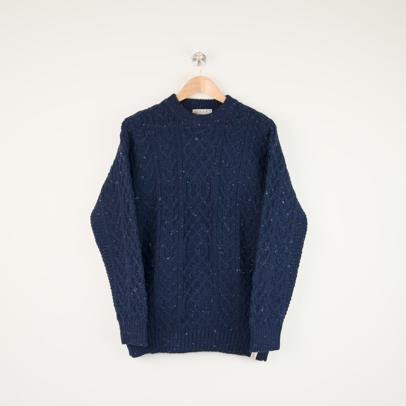 British Wool Aran Cable Jumper - Blue John Nepp