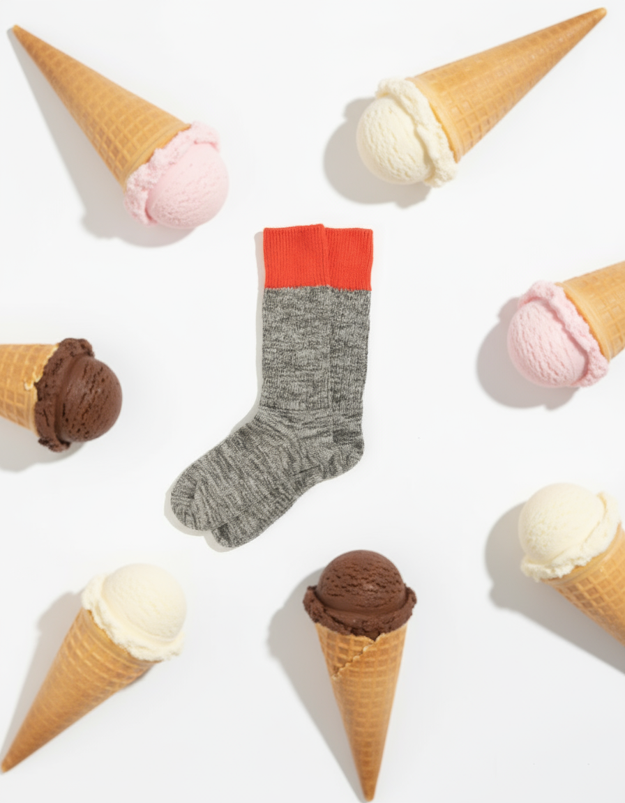 Recycled Cotton - Socks - Grey / Orange