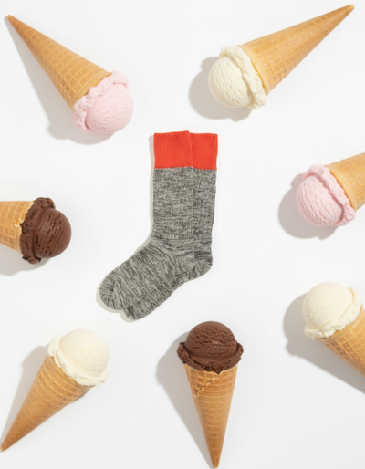 Recycled Cotton - Socks - Grey / Orange