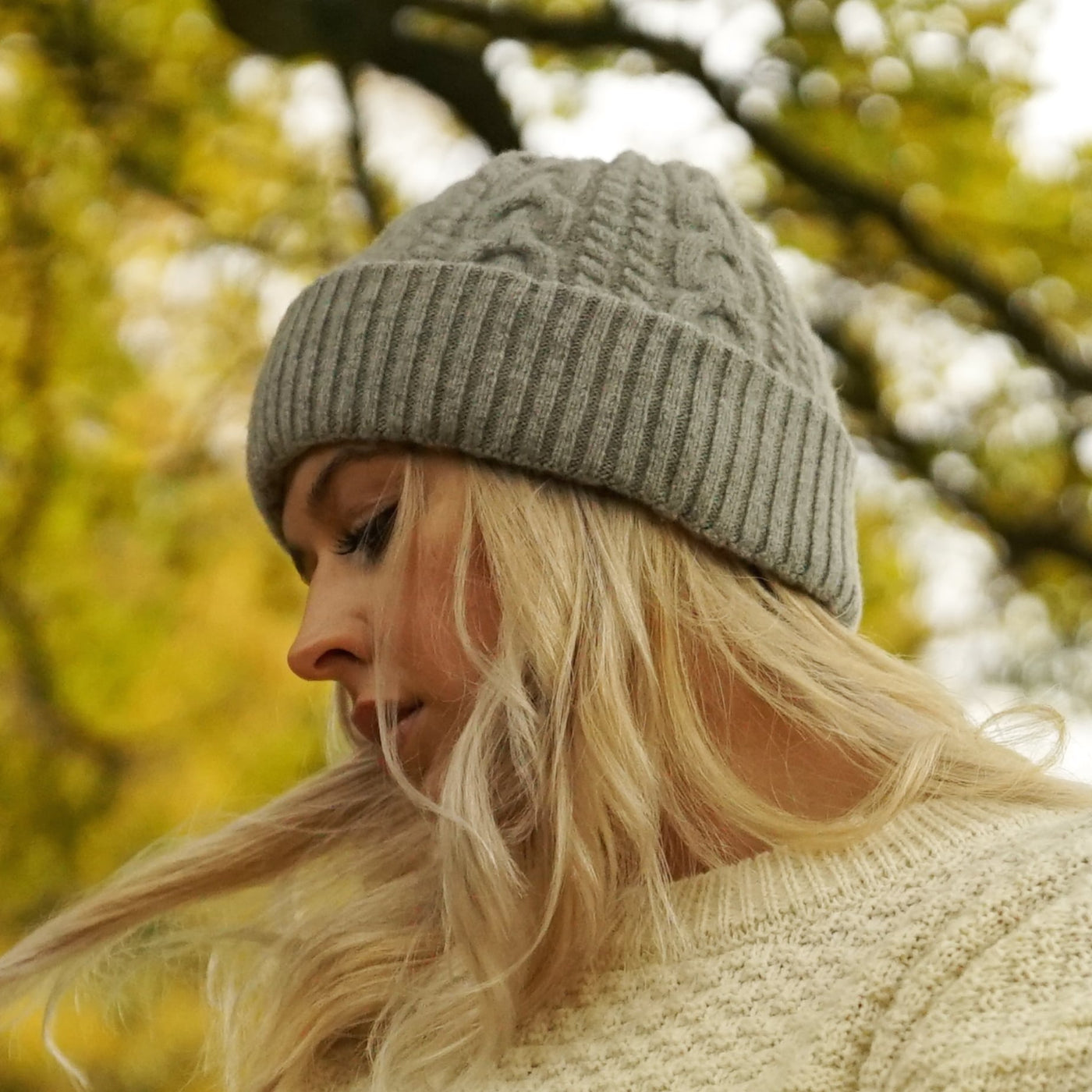 Felted Merino Wool Beanie - Pearl Grey
