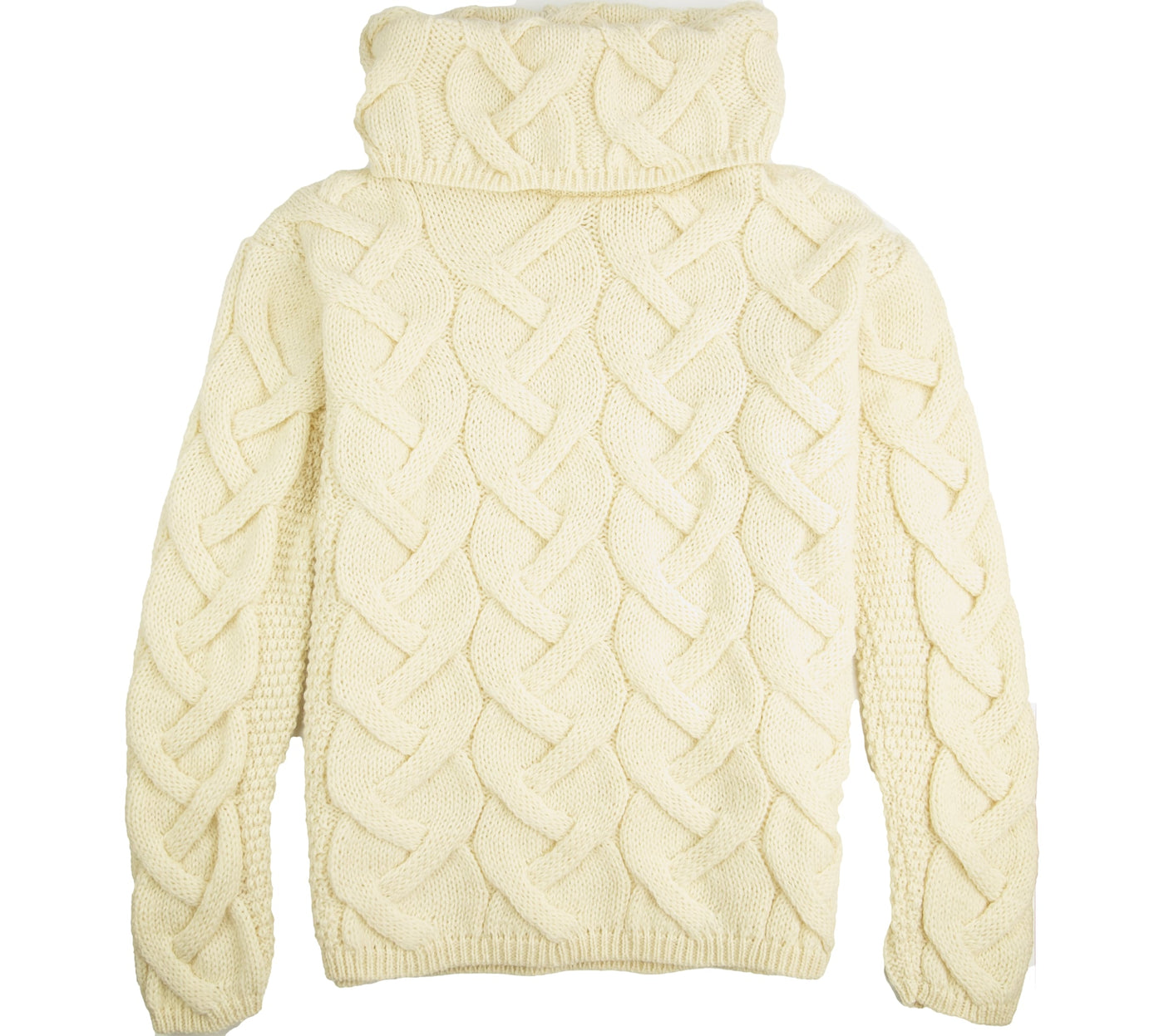 British Wool Chunky Cable Cowl Neck Jumper - Ecru