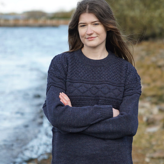 British Wool Guernsey Jumper - Denim Marl – Mars Knitwear
