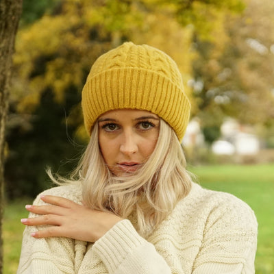 Felted Merino Wool Beanie - Yellow