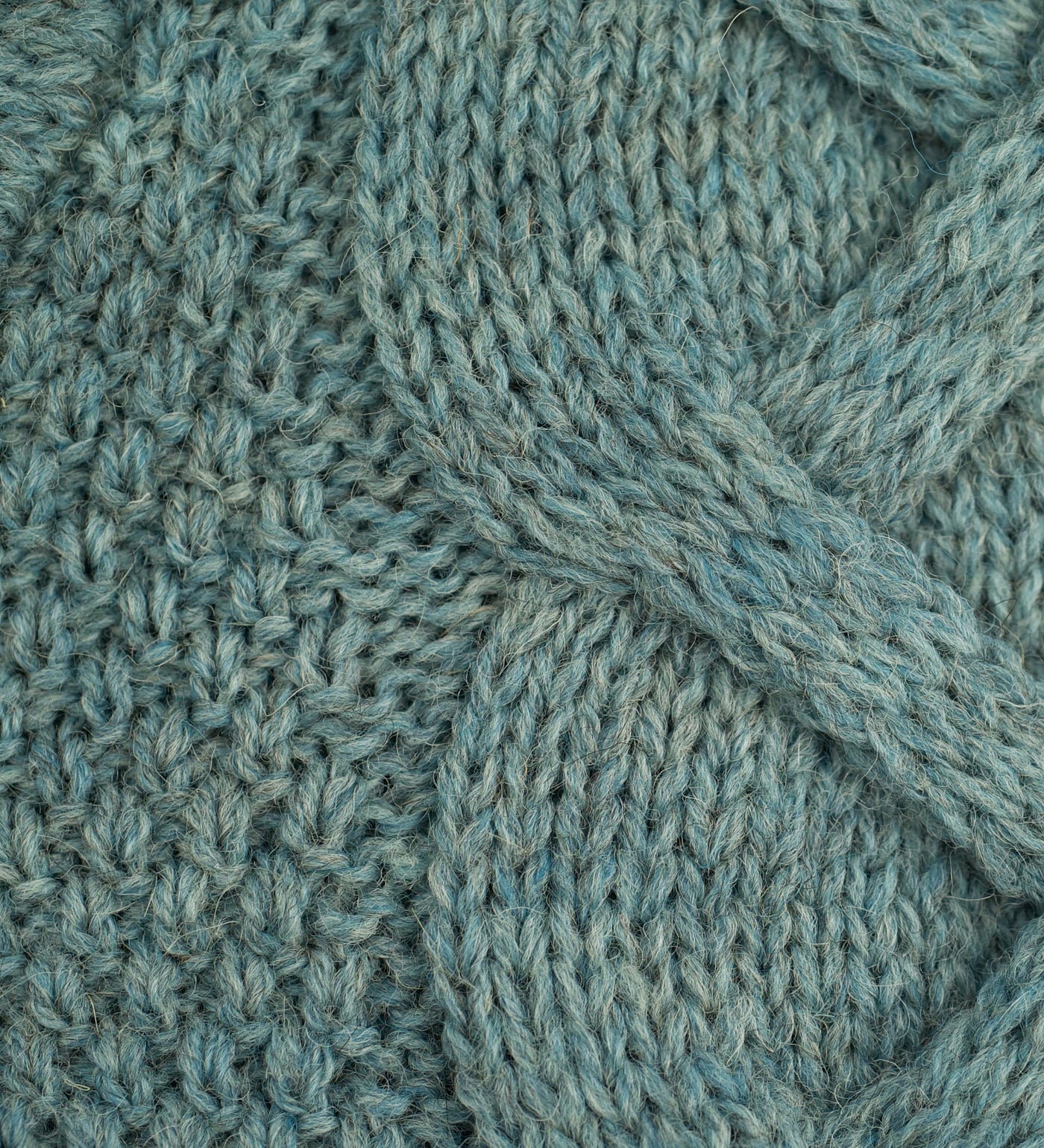 British Wool Chunky Cable Cowl Neck Jumper - Teal