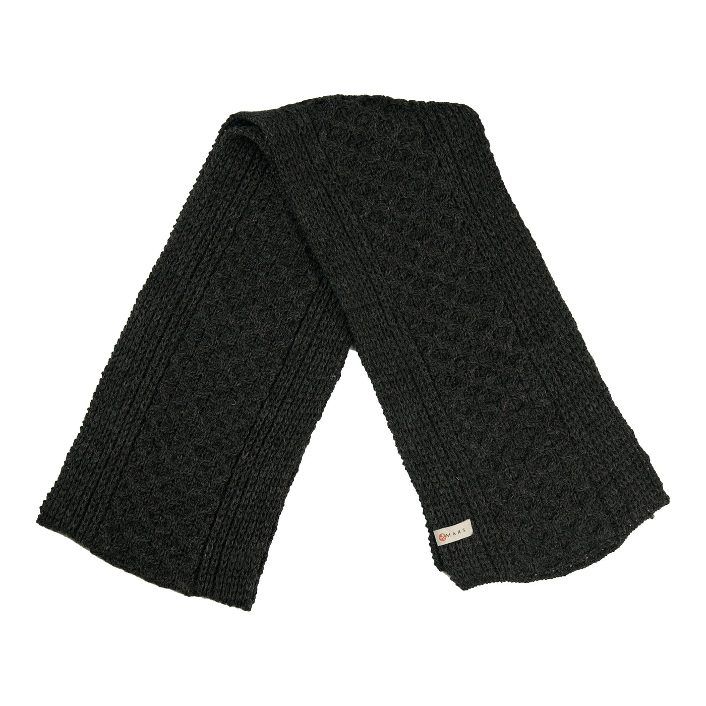 British Wool Long Honeycomb Scarf - Charcoal