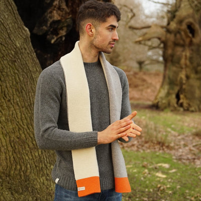 Lambswool Purl Scarf - Block - Frosty Grey