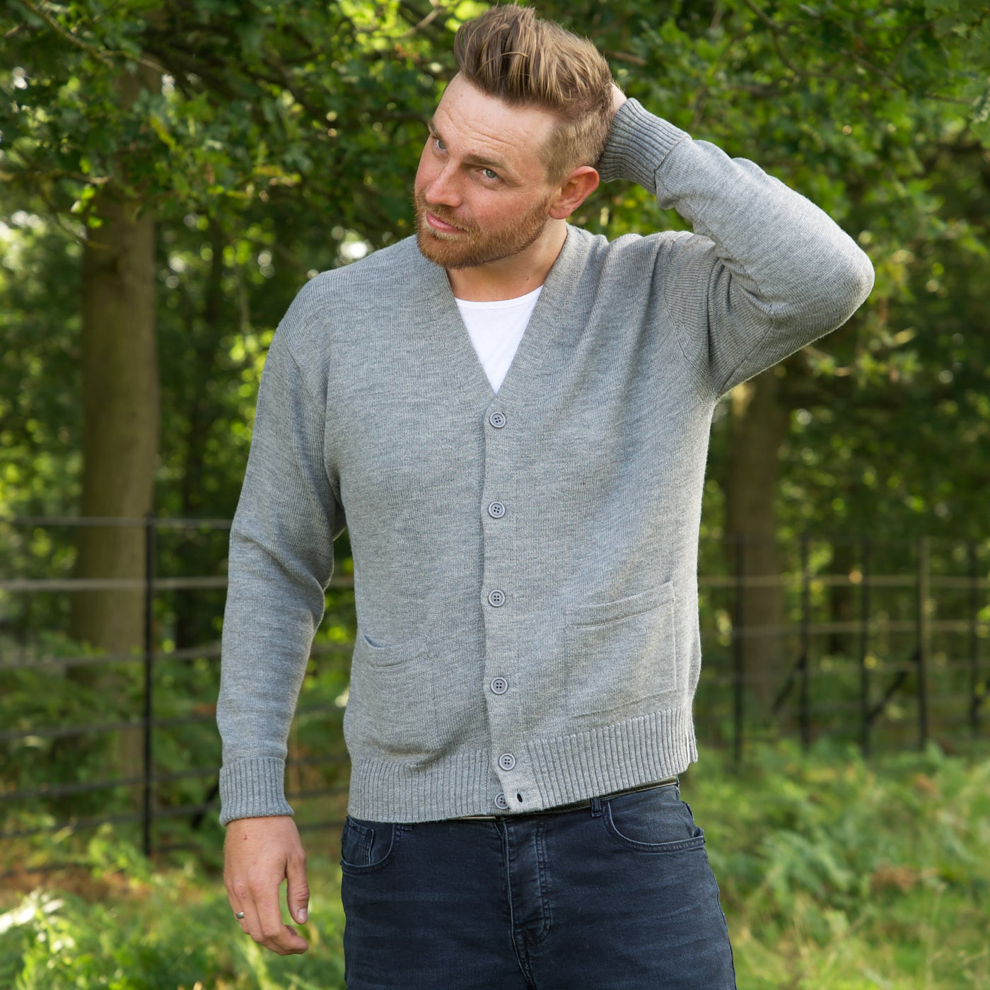 Merino Wool Signature Cardigan - Grey