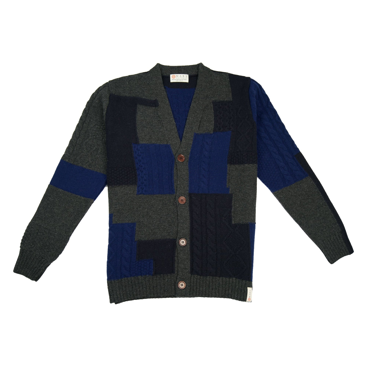 Lambswool Patchwork Cardigan - Night Sky