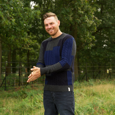 Lambswool Patchwork Crew - Night Sky