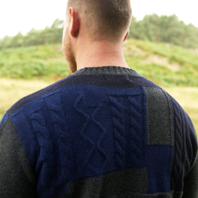 Lambswool Patchwork Crew - Night Sky