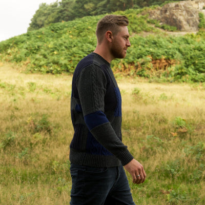 Lambswool Patchwork Crew - Night Sky