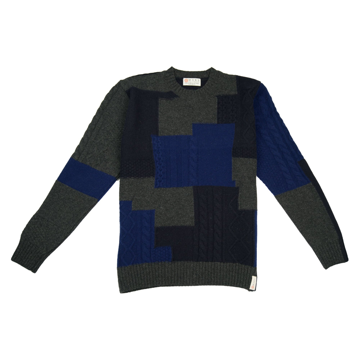 Lambswool Patchwork Crew - Night Sky